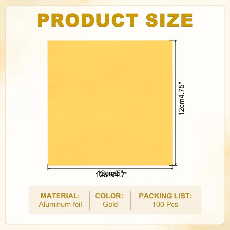 Foil Candy Wrappers 5x5 Inch, 100 Pcs Gold Glossy Paper for DIY Chocolate