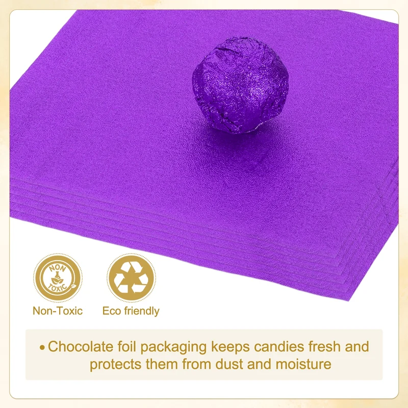 200 Pcs 3x3 Inch Foil Candy Wrappers Chocolate Wrapping Paper Dark Purple