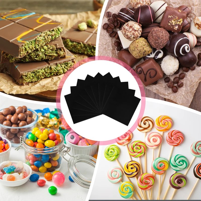 200 Pcs Candy Foil Wrappers, 7.87 x 7.87" Chocolate Wrappers, Black
