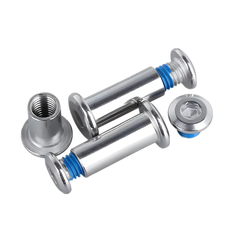 Binding Barrel and Screw Hex Socket Drive, OD 4xM3x6mm & Screw M3x4mm, 18-8 Stainless Steel, Pre-coated Blue Anti-loose Adhesive, 50Set