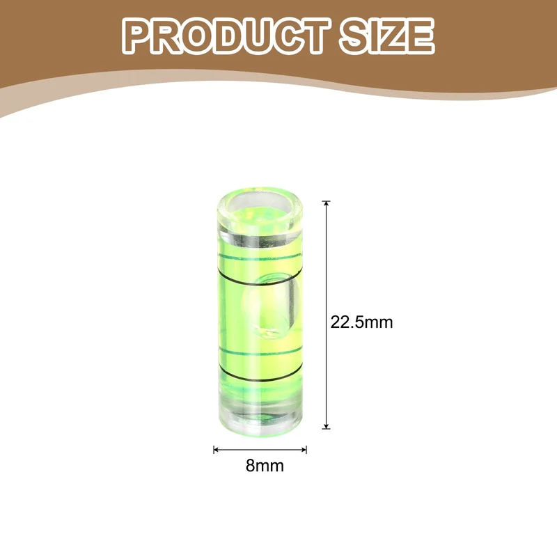 22.5x8mm Small Cylindrical Bubble Level Vials Levels Measuring Tools, 100pcs