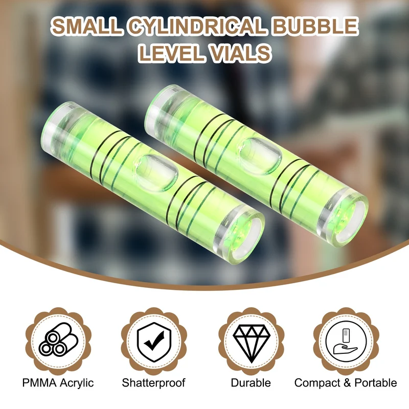 22.5x8mm Small Cylindrical Bubble Level Vials Levels Measuring Tools, 100pcs