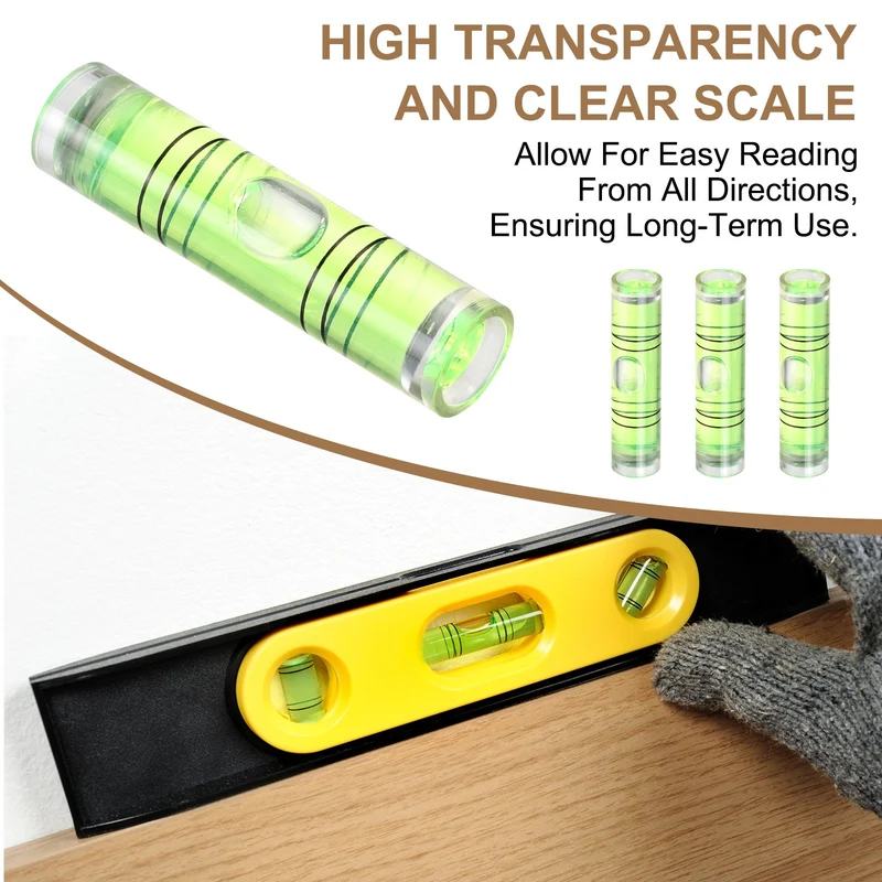 22.5x8mm Small Cylindrical Bubble Level Vials Levels Measuring Tools, 100pcs