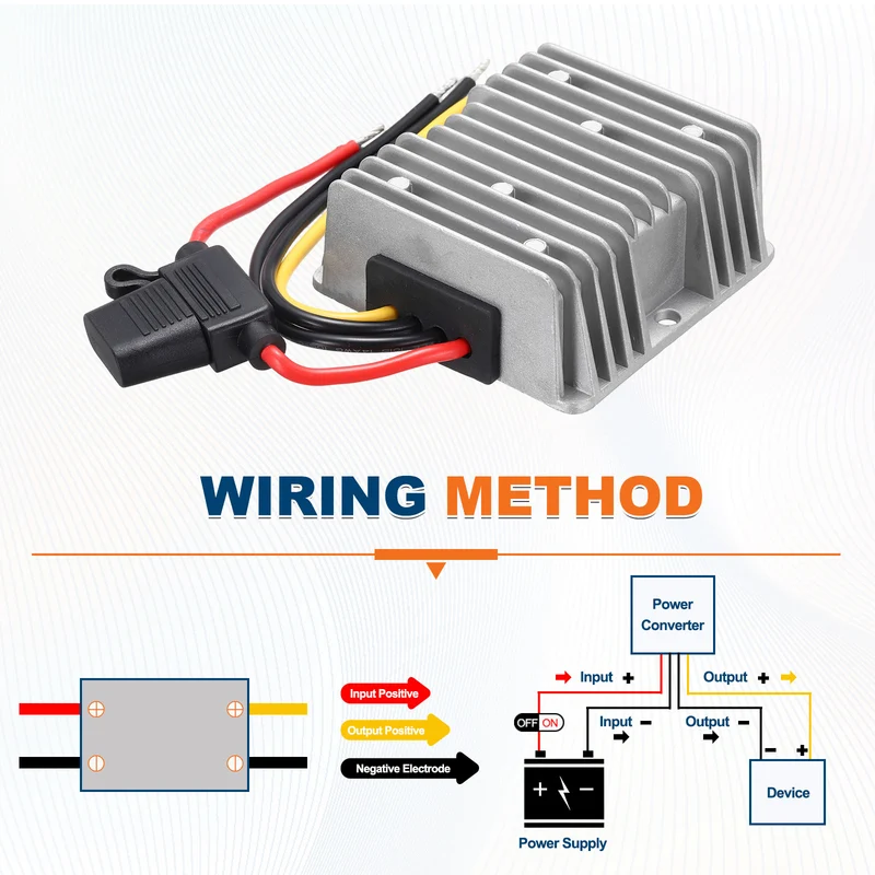 DC 18-60V to DC 12V Power Converter, Output 20A 240W with Fuse for Car Truck