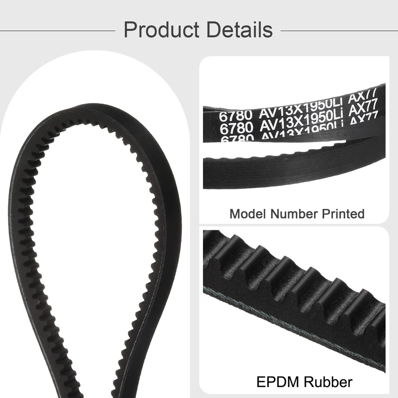 4Pcs AX77 EPDM V-Belt, Raw Edge Cogged V Belt, 79" Outer Circumference