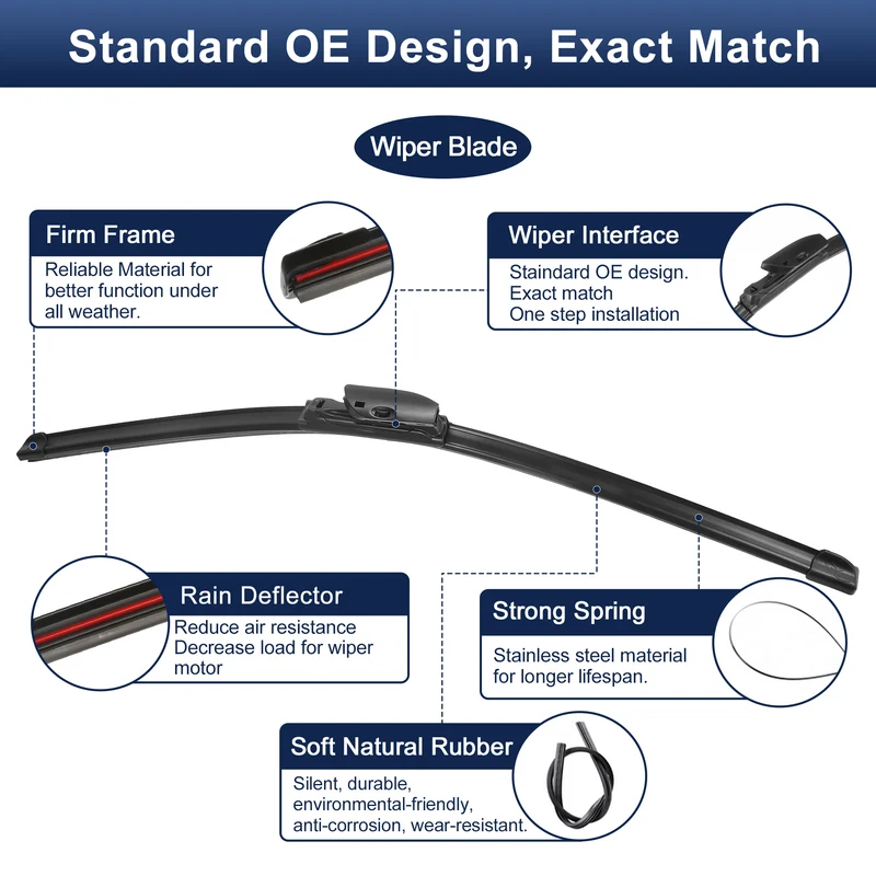 26"+19" Front Pair Upgraded Windshield Wiper Blades Set for Audi A3 8Y 2020-2024