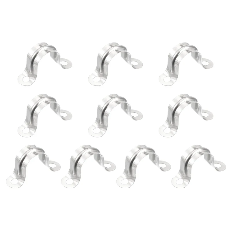 Uxcell Rigid Pipe Strap, 2 Hole U-Shaped 201 Stainless Steel Bracket Tube Clip for Water Tube Pipe