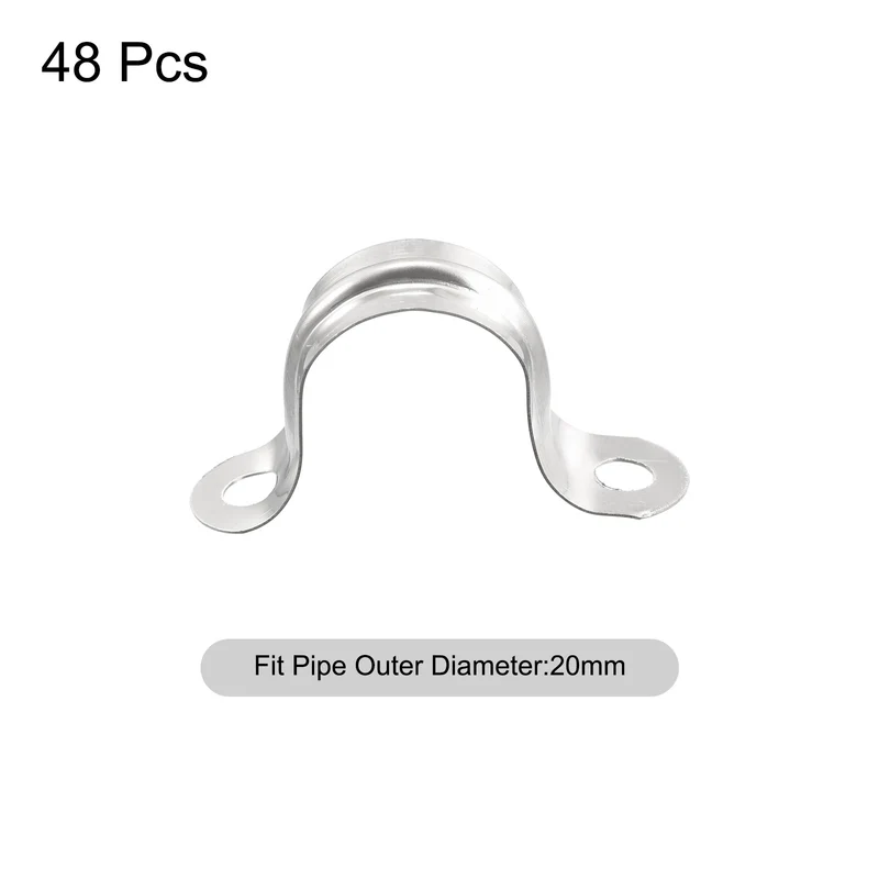 Uxcell Rigid Pipe Strap, 2 Hole U-Shaped 201 Stainless Steel Bracket Tube Clip for Water Tube Pipe