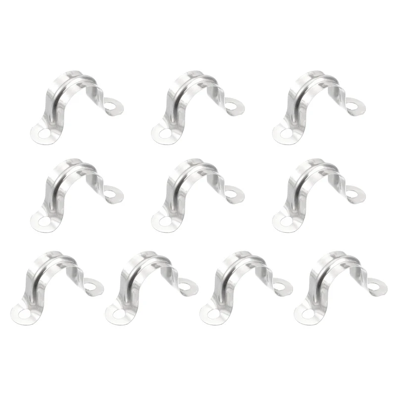Uxcell Rigid Pipe Strap, 2 Hole U-Shaped 201 Stainless Steel Bracket Tube Clip for Water Tube Pipe