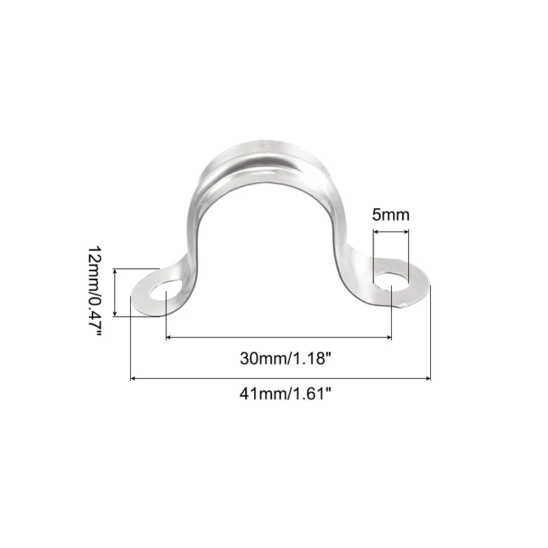 Uxcell Rigid Pipe Strap, 2 Hole U-Shaped 201 Stainless Steel Bracket Tube Clip for Water Tube Pipe