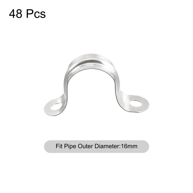 Uxcell Rigid Pipe Strap, 2 Hole U-Shaped 201 Stainless Steel Bracket Tube Clip for Water Tube Pipe