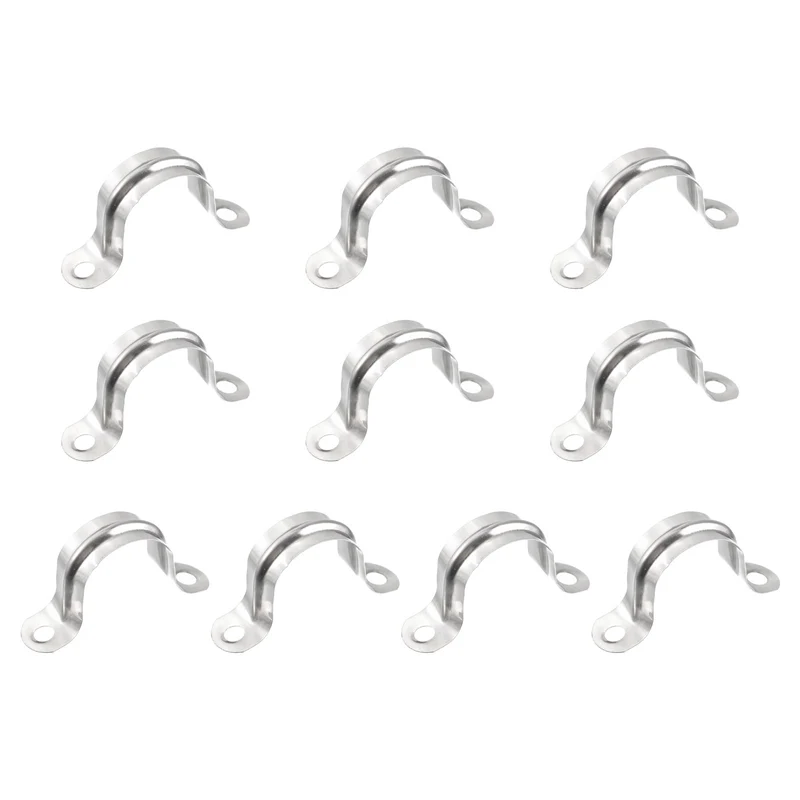 Uxcell Rigid Pipe Strap, 2 Hole U-Shaped 201 Stainless Steel Bracket Tube Clip for Water Tube Pipe