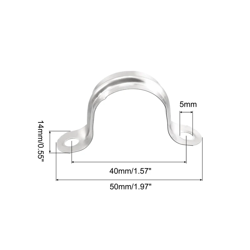 Uxcell Rigid Pipe Strap, 2 Hole U-Shaped 201 Stainless Steel Bracket Tube Clip for Water Tube Pipe