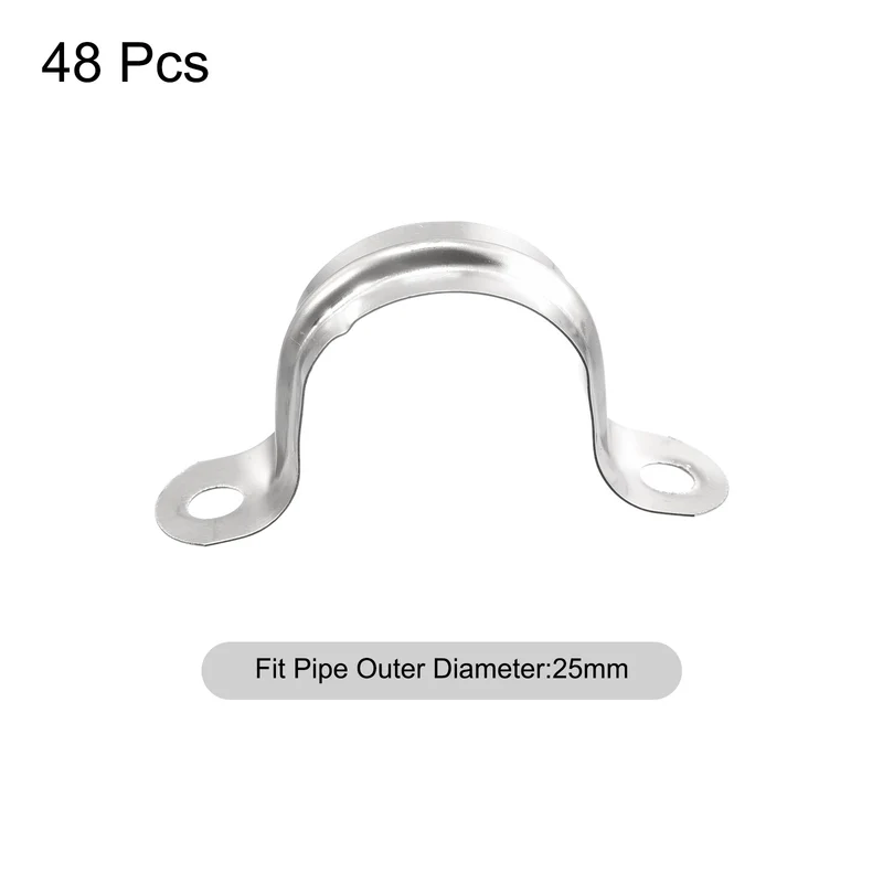 Uxcell Rigid Pipe Strap, 2 Hole U-Shaped 201 Stainless Steel Bracket Tube Clip for Water Tube Pipe