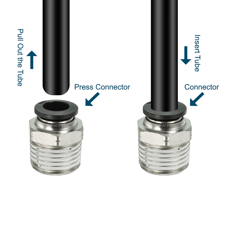 2Pcs Pneumatic Push to Connect Air Fittings 10mm x 1/2" NPT Male Thread Silver