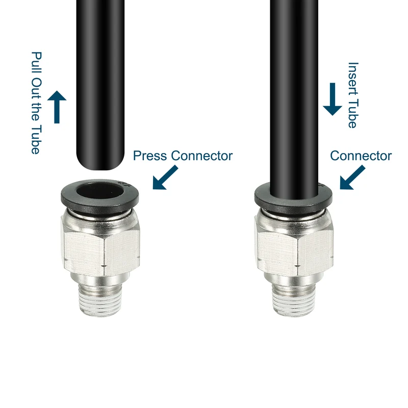 2Pcs Pneumatic Push to Connect Air Fittings 10mm x 1/8" NPT Male Thread Silver