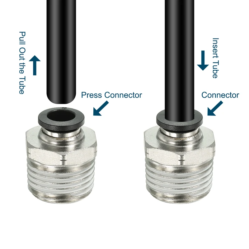 4Pcs Pneumatic Push to Connect Air Fittings 8mm x 1/2" NPT Male Thread Silver
