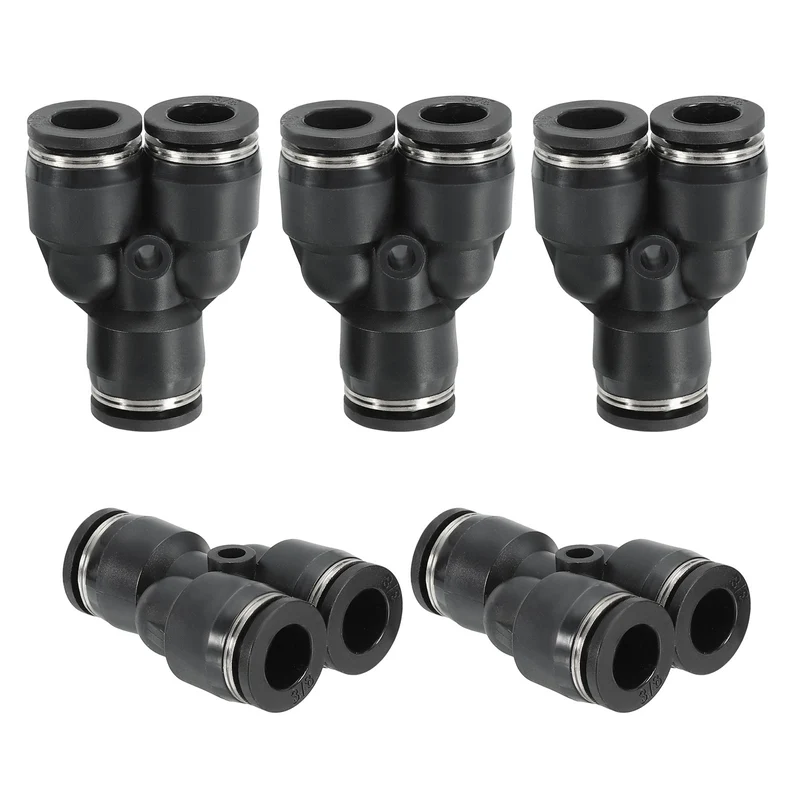 5Pcs 3/8 Inch OD Y Shape Plastic Push to Connect Fittings 3 Ways Tube Connect