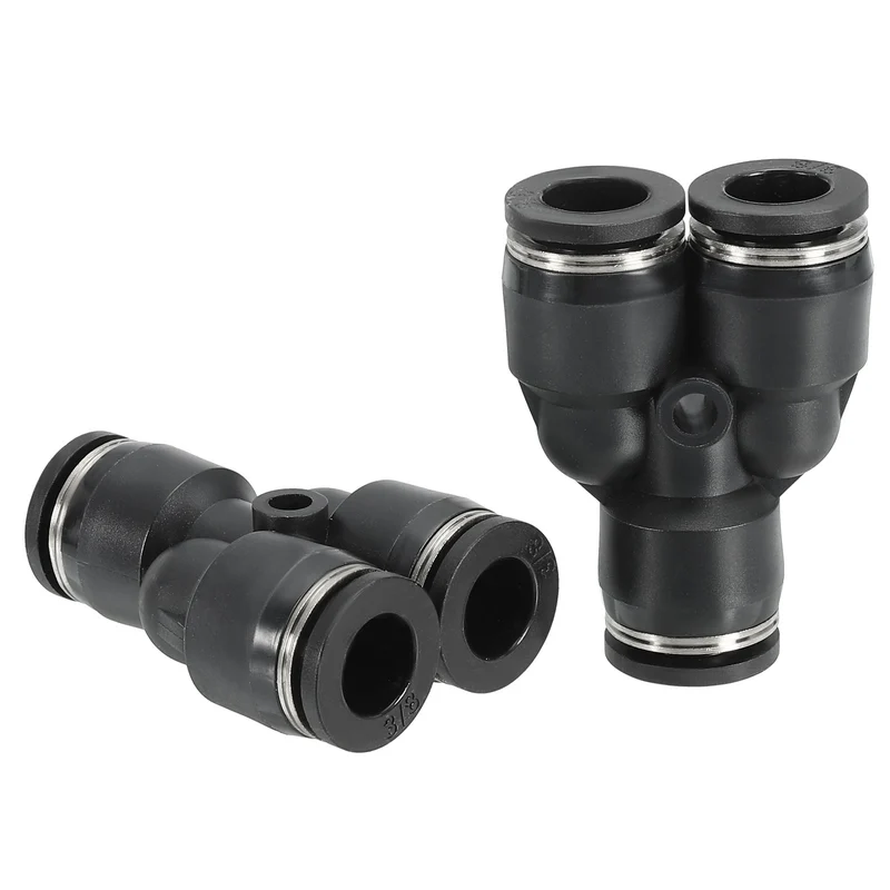 2Pcs 3/8 Inch OD Y Shape Plastic Push to Connect Fittings 3 Ways Tube Connect