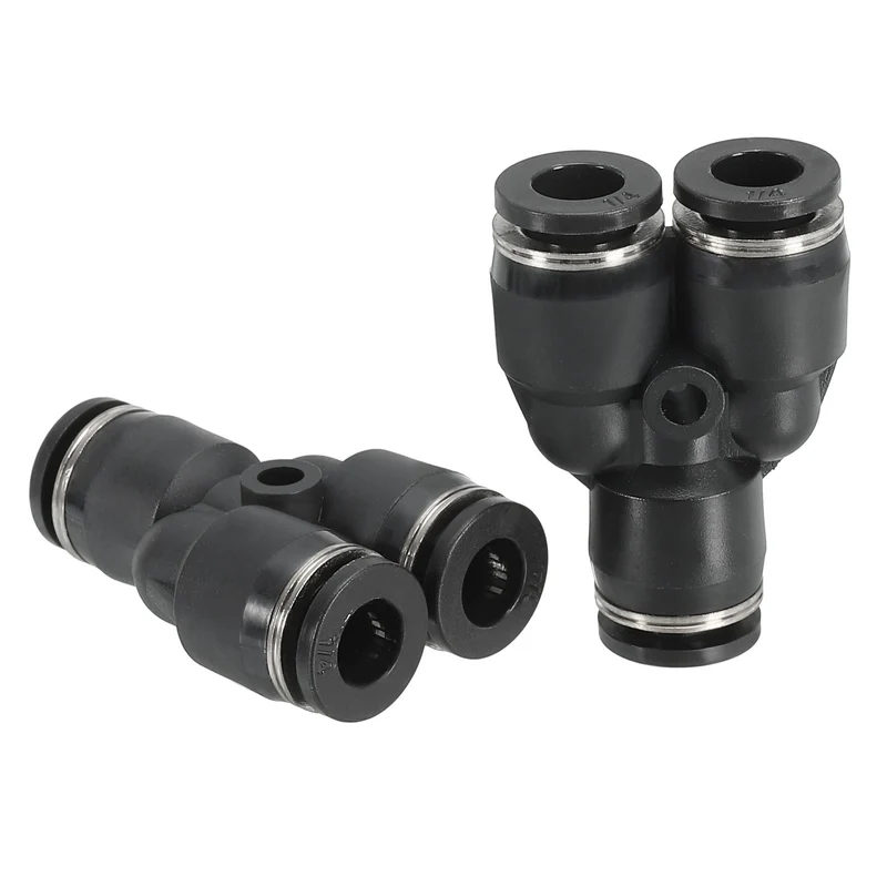 2Pcs 1/4 Inch OD Y Shape Plastic Push to Connect Fittings 3 Ways Tube Connect