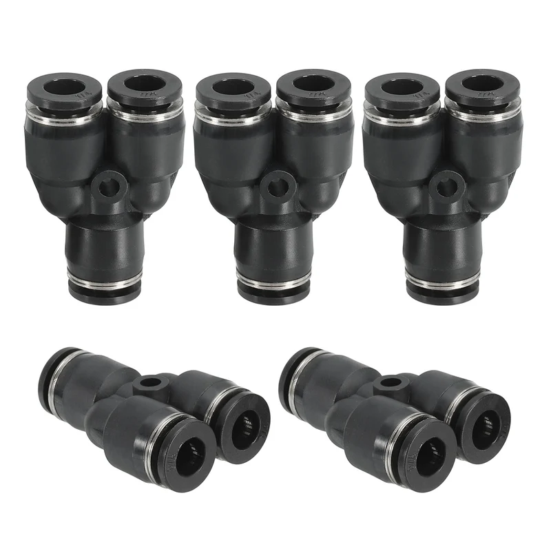 5Pcs 1/4 Inch OD Y Shape Plastic Push to Connect Fittings 3 Ways Tube Connect