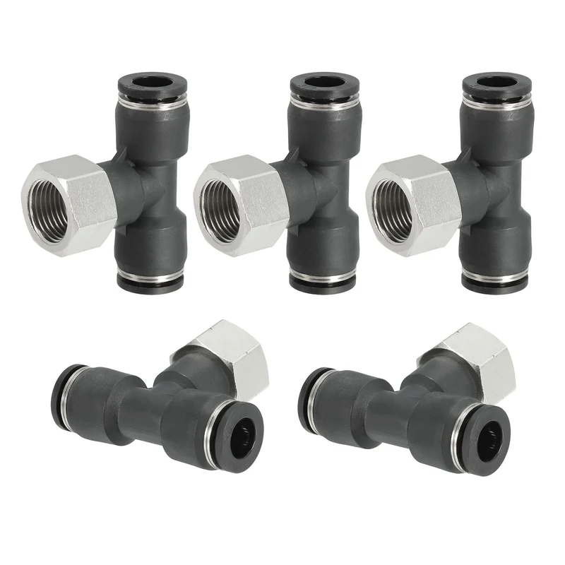 5Pcs Female Branch Tee 3/8" Tube OD x 3/8FNPT Thread Push to Connect Fittings