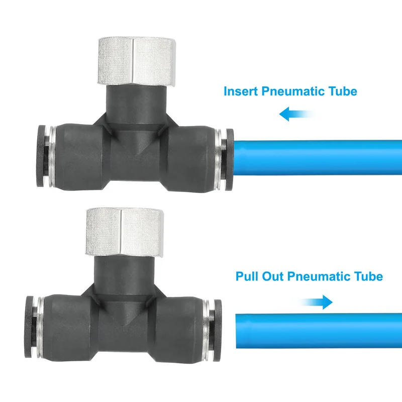 2Pcs Female Branch Tee 3/8" Tube OD x 3/8FNPT Thread Push to Connect Fittings