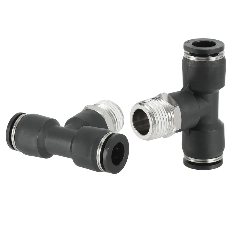 2Pcs Male Branch Tee 3/8" Tube OD x 3/8MNPT Thread Push to Connect Fittings