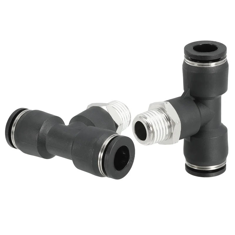 2Pcs Male Branch Tee 3/8" Tube OD x 1/4MNPT Thread Push to Connect Fittings