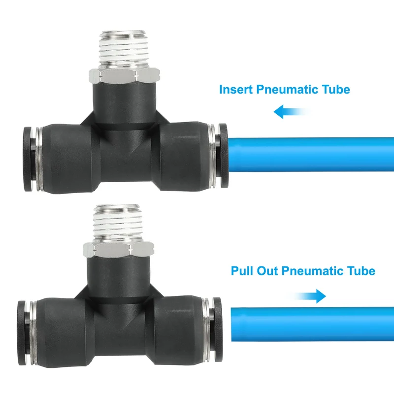 2Pcs Male Branch Tee 3/8" Tube OD x 1/4MNPT Thread Push to Connect Fittings