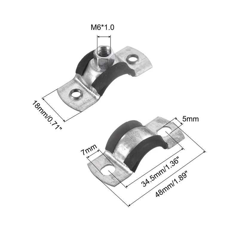 Uxcell Pipe Strap Clamp Carbon Steel Pipe Bracket Tube Clip