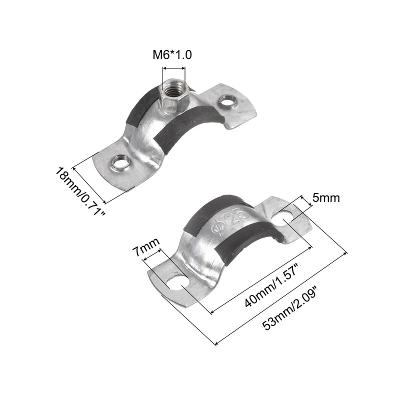 Uxcell Pipe Strap Clamp Carbon Steel Pipe Bracket Tube Clip