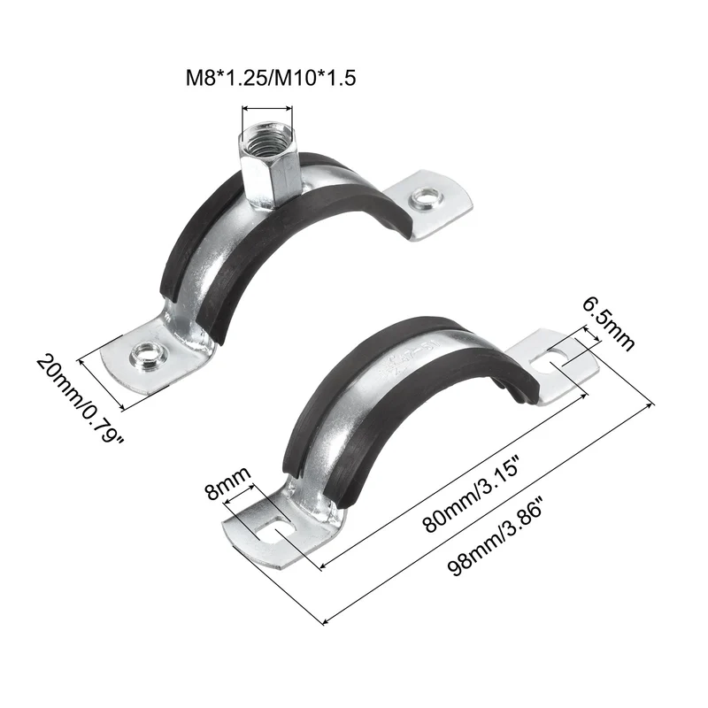 Uxcell Pipe Strap Clamps, Carbon Steel Pipe Bracket Tube Clips