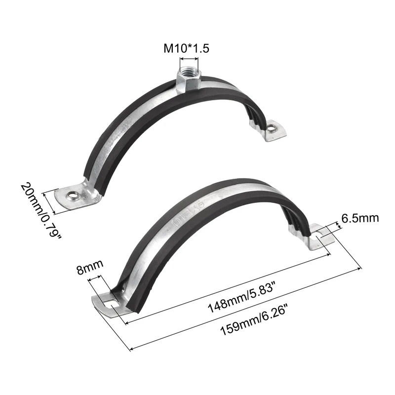 Uxcell Pipe Strap Clamps, Carbon Steel Pipe Bracket Tube Clip for Water Tube Pipe