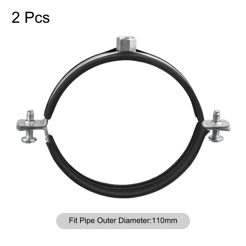 Uxcell Pipe Strap Clamps, Carbon Steel Pipe Bracket Tube Clip for Water Tube Pipe