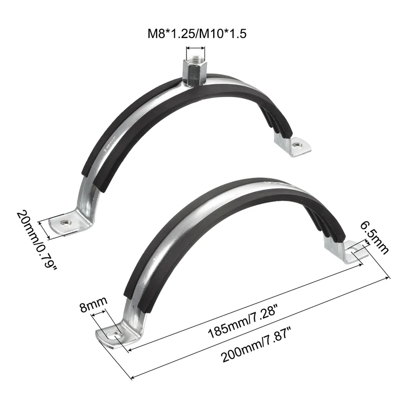 Uxcell Rigid Pipe Straps Clamp, Carbon Steel Pipe Bracket Tube Clips Nut Size for Water Tube Pipe