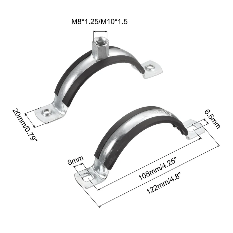 Uxcell Rigid Pipe Straps Clamp, Carbon Steel Pipe Bracket Tube Clips Nut Size for Water Tube Pipe
