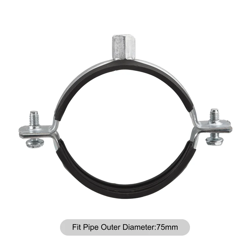 Uxcell Rigid Pipe Straps Clamp, Carbon Steel Pipe Bracket Tube Clips Nut Size for Water Tube Pipe