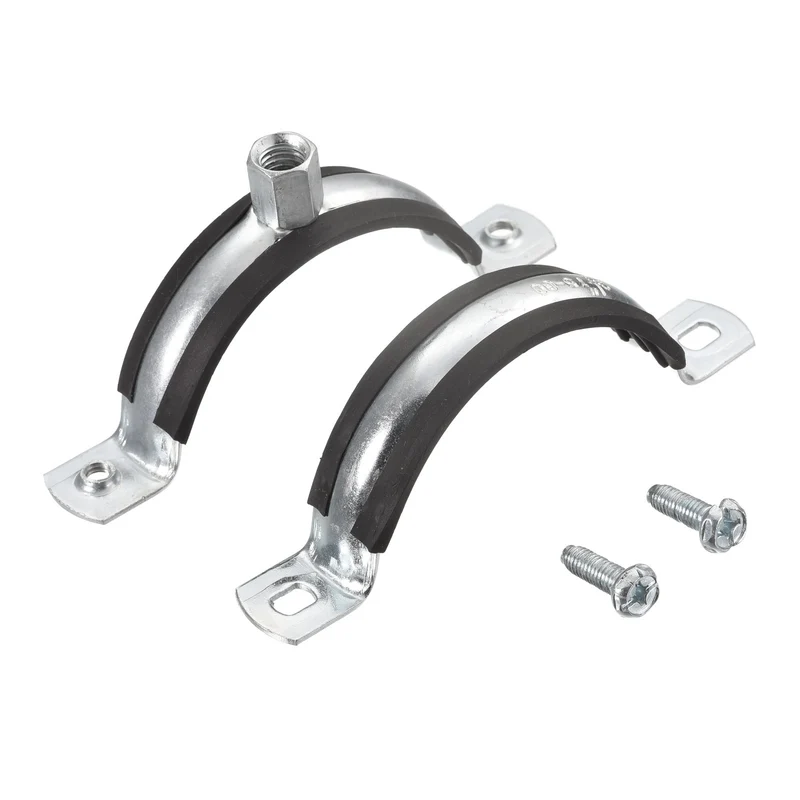 Uxcell Rigid Pipe Straps Clamp, Carbon Steel Pipe Bracket Tube Clips Nut Size for Water Tube Pipe