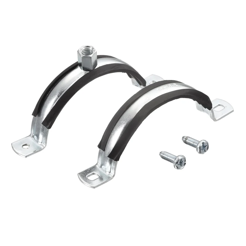 Uxcell Rigid Pipe Straps Clamp, Carbon Steel Pipe Bracket Tube Clips Nut Size for Water Tube Pipe