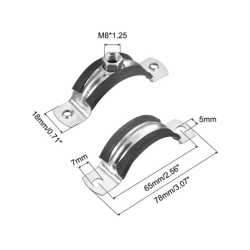 Uxcell Rigid Pipe Strap Clamps, Carbon Steel Pipe Bracket Tube Clip Nut for Pipe