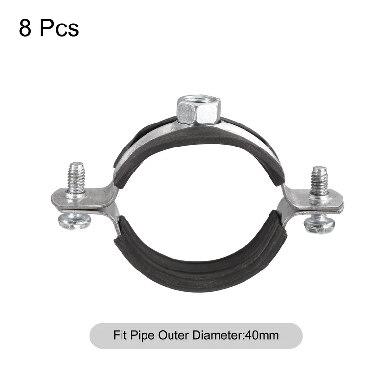Uxcell Rigid Pipe Strap Clamps, Carbon Steel Pipe Bracket Tube Clip Nut for Pipe