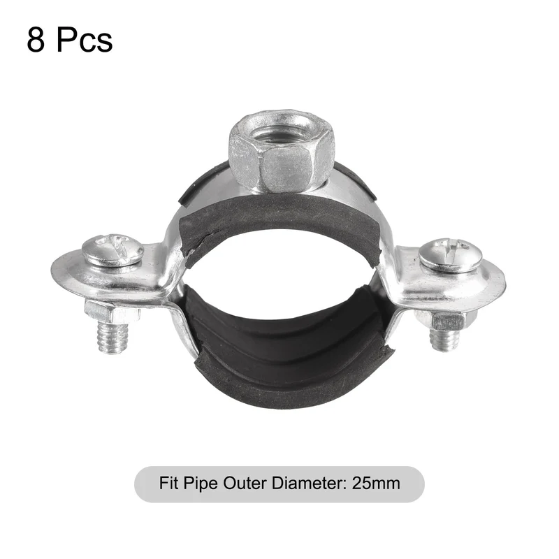 Uxcell Rigid Pipe Strap Clamps, Carbon Steel Pipe Bracket Tube Clip Nut Size for Water Tube Pipes