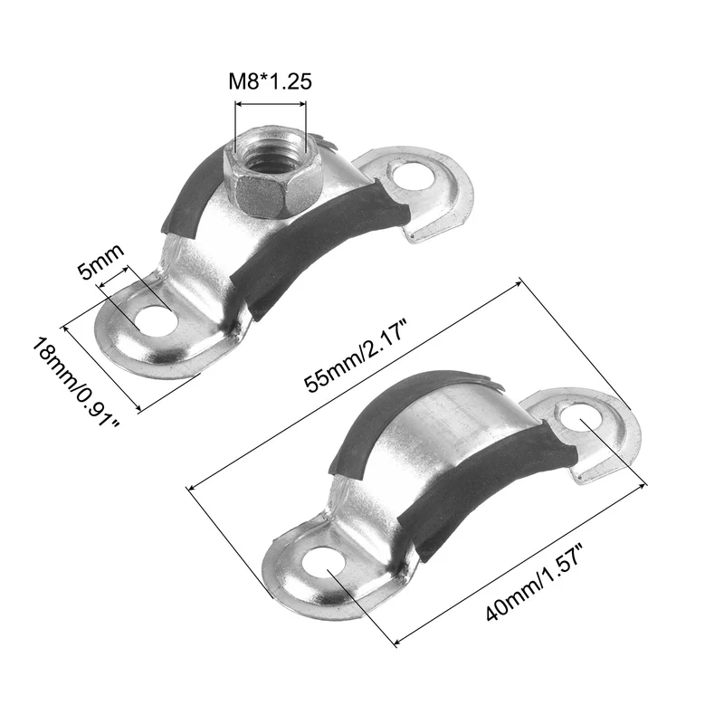 Uxcell Rigid Pipe Strap Clamps, Carbon Steel Pipe Bracket Tube Clip Nut Size for Water Tube Pipes