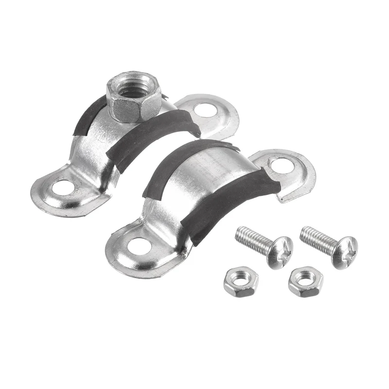 Uxcell Rigid Pipe Strap Clamps, Carbon Steel Pipe Bracket Tube Clip Nut Size for Water Tube Pipes