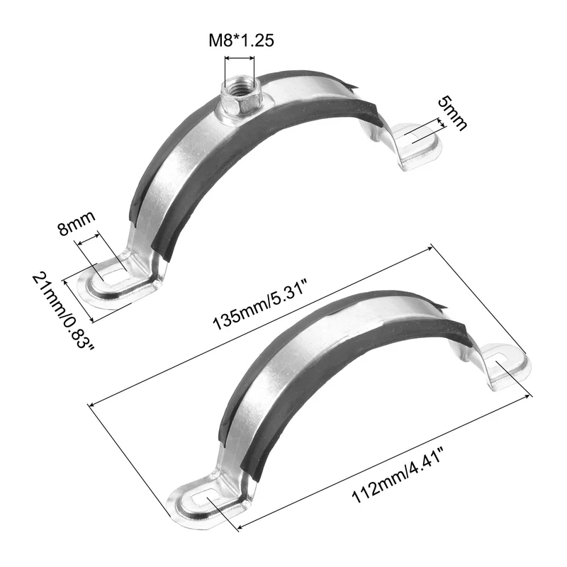 Uxcell Rigid Pipe Strap Clamps, Carbon Steel Pipe Bracket Tube Clip Nut Size for Water Tube Pipes