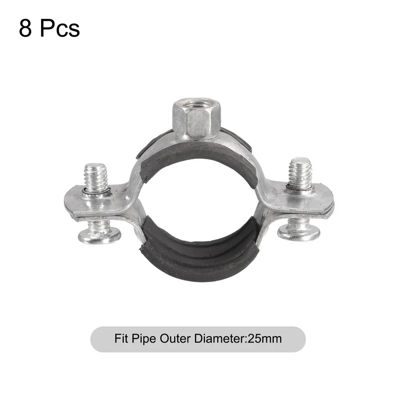 Uxcell Rigid Pipe Strap Clamps, Carbon Steel Pipe Bracket Tube Clip Nut Size for Tube Pipe