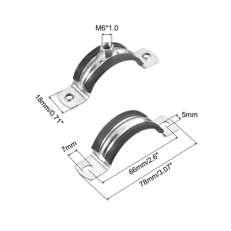 Uxcell Rigid Pipe Strap Clamps, Carbon Steel Pipe Bracket Tube Clip Nut Size for Tube Pipe