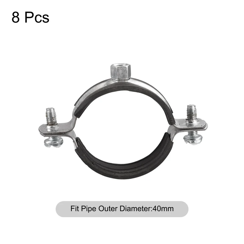 Uxcell Rigid Pipe Strap Clamps, Carbon Steel Pipe Bracket Tube Clip Nut Size for Tube Pipe