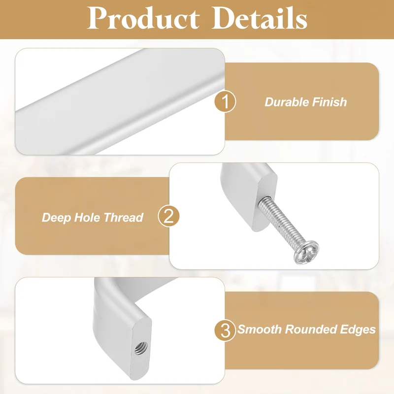 3 Pack Matte Silver Cabinet Pulls 256mm/10.08" Hole Center 260mm/10.24" Length
